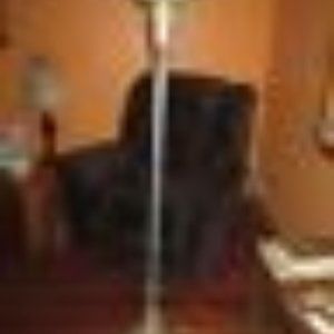 Vintage Torchiere Floor Lamp Marble Base Textured Milk Glass 65"